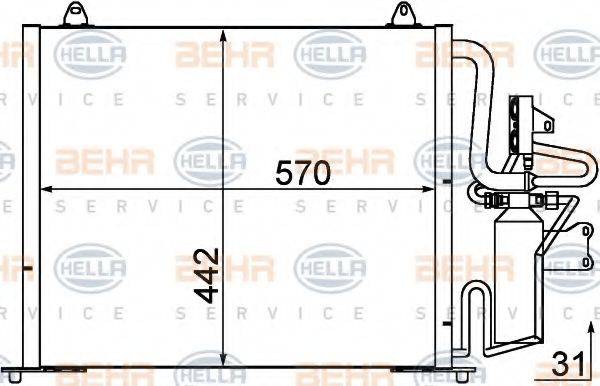 BEHR HELLA SERVICE 8FC351035471 Конденсатор, кондиціонер