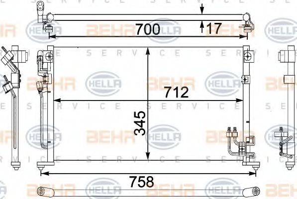 BEHR HELLA SERVICE 8FC351304231 Конденсатор, кондиціонер