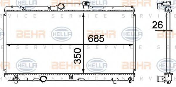 BEHR HELLA SERVICE 8MK376708391 Радіатор, охолодження двигуна