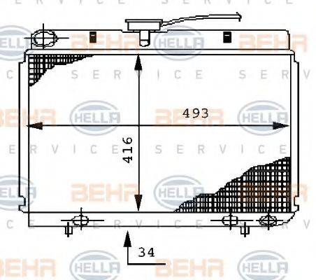 BEHR HELLA SERVICE 8MK376710541 Радіатор, охолодження двигуна