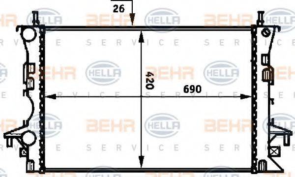 BEHR HELLA SERVICE 8MK376716281 Радіатор, охолодження двигуна