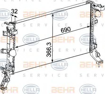 BEHR HELLA SERVICE 8MK376745191 Радіатор, охолодження двигуна