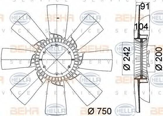 BEHR HELLA SERVICE 8MV376758231 Крильчатка вентилятора, охолодження двигуна