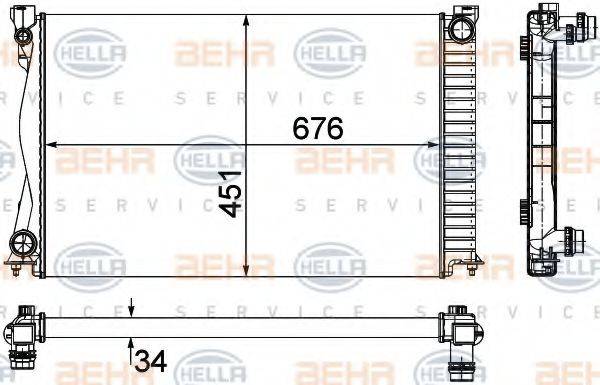 BEHR HELLA SERVICE 8MK376790101 Радіатор, охолодження двигуна