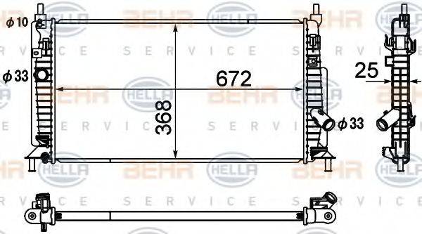 BEHR HELLA SERVICE 8MK376790411 Радіатор, охолодження двигуна