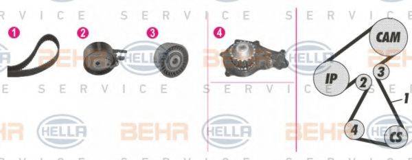 BEHR HELLA SERVICE 8MP376811871 Водяний насос + комплект зубчастого ременя