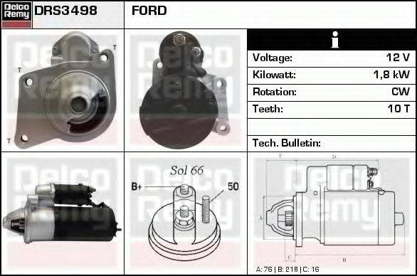 DELCO REMY DRS3498 Стартер