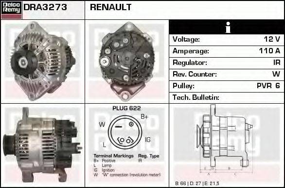 DELCO REMY DRA3273 Генератор