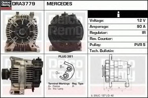 DELCO REMY DRA3779 Генератор