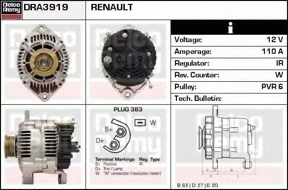 DELCO REMY DRA3919 Генератор