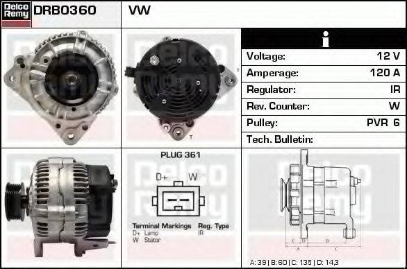 DELCO REMY DRB0360 Генератор