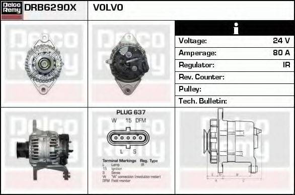 DELCO REMY DRB6290X Генератор