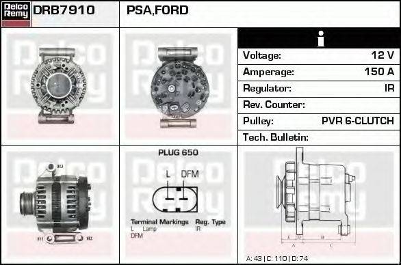 DELCO REMY DRB7910 Генератор