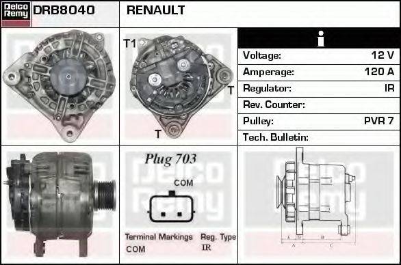 DELCO REMY DRB8040 Генератор