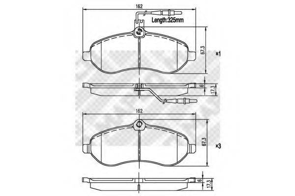 MAPCO 6851 Комплект гальмівних колодок, дискове гальмо