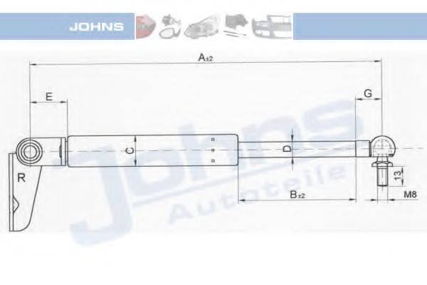 JOHNS 45159592 Газова пружина, кришка багажника