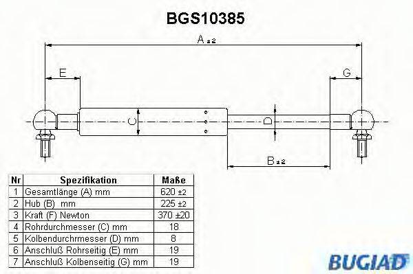 BUGIAD BGS10385 Газова пружина, кришка багажника