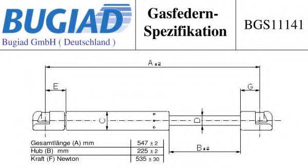 BUGIAD BGS11141 Газова пружина, кришка багажника