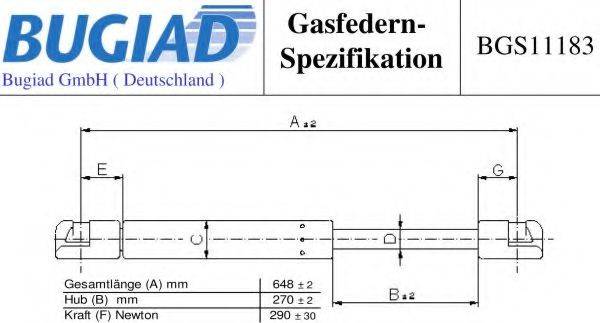 BUGIAD BGS11183 Газова пружина, капот