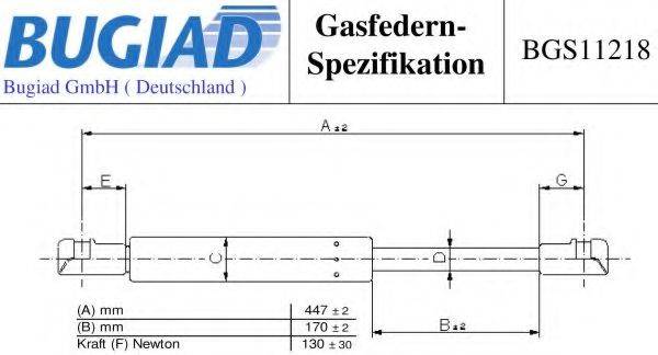 BUGIAD BGS11218 Газова пружина, заднє скло