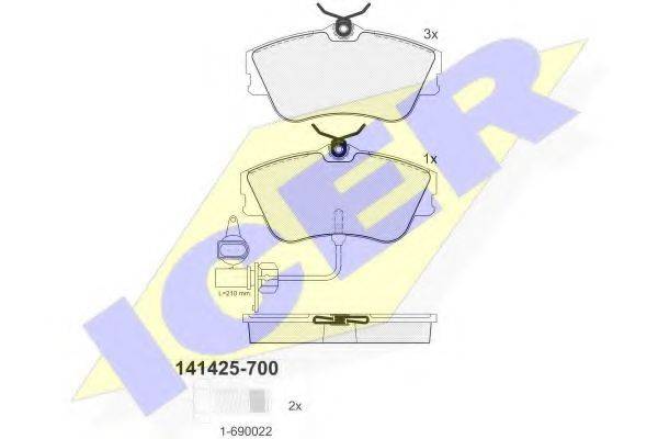 ICER 141425700 Комплект гальмівних колодок, дискове гальмо