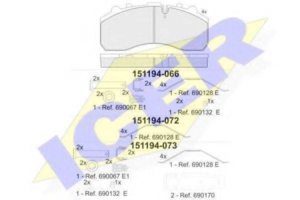 ICER 151194G Комплект гальмівних колодок, дискове гальмо