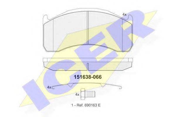 ICER 151638 Комплект гальмівних колодок, дискове гальмо