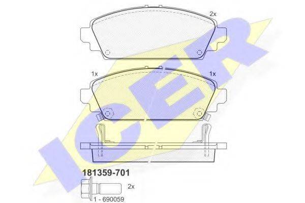 ICER 181359701 Комплект гальмівних колодок, дискове гальмо