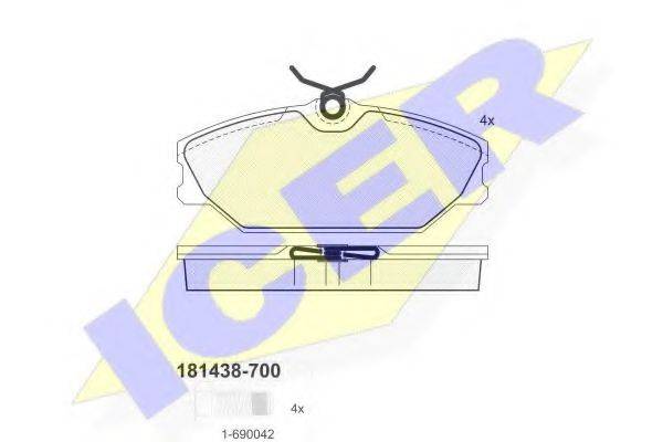 ICER 181438700 Комплект гальмівних колодок, дискове гальмо