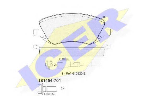 ICER 181454701 Комплект гальмівних колодок, дискове гальмо