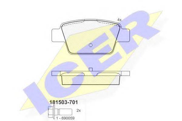 ICER 181503701 Комплект гальмівних колодок, дискове гальмо