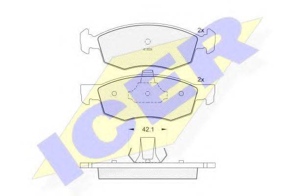 ICER 181508 Комплект гальмівних колодок, дискове гальмо