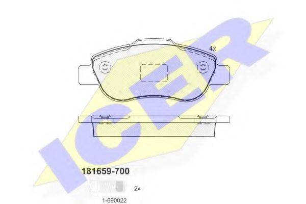 ICER 181659700 Комплект гальмівних колодок, дискове гальмо