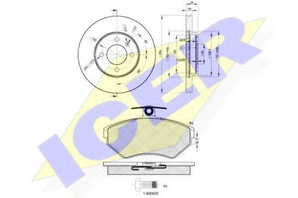 ICER 311563790 Комплект гальм, дисковий гальмівний механізм