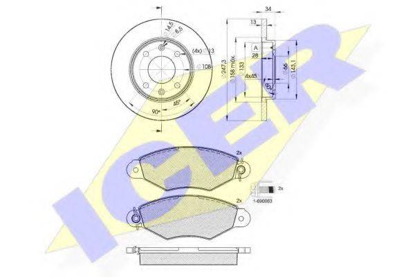 ICER 312044298 Комплект гальм, дисковий гальмівний механізм