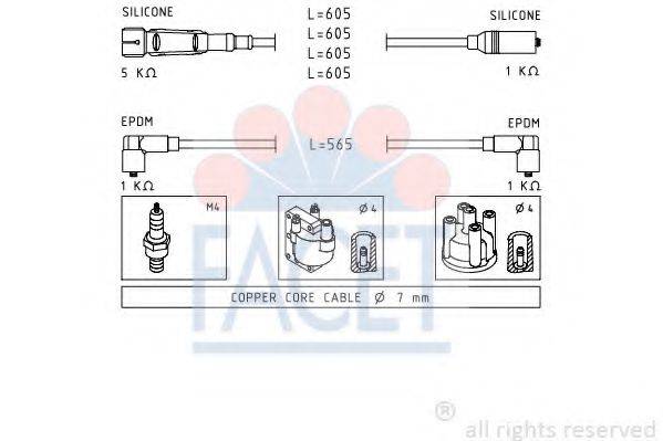 FACET 48725 Комплект дротів запалювання