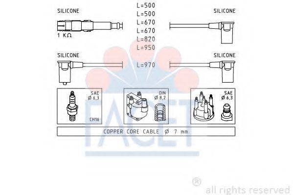 FACET 49657 Комплект дротів запалювання