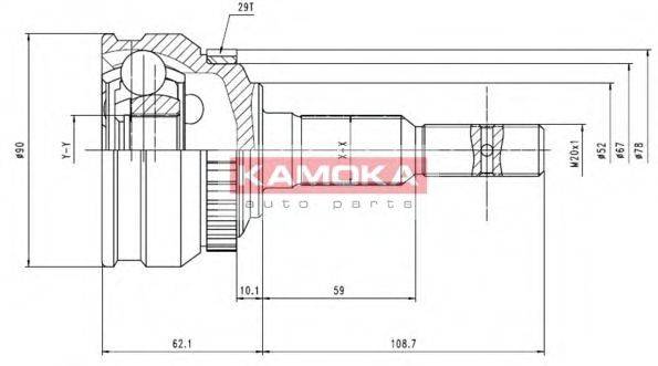 KAMOKA 6200 Шарнірний комплект, приводний вал