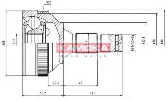 KAMOKA 6224 Шарнірний комплект, приводний вал