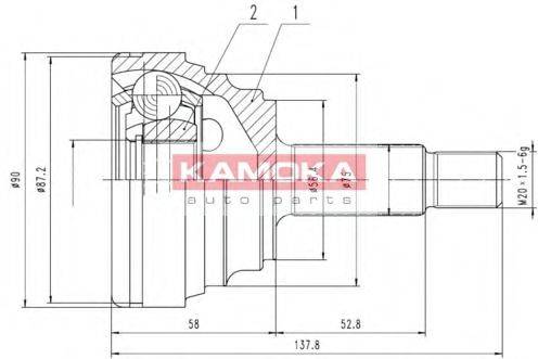 KAMOKA 6606 Шарнірний комплект, приводний вал