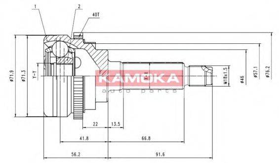 KAMOKA 6944 Шарнірний комплект, приводний вал