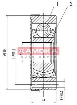 KAMOKA 8096 Шарнірний комплект, приводний вал