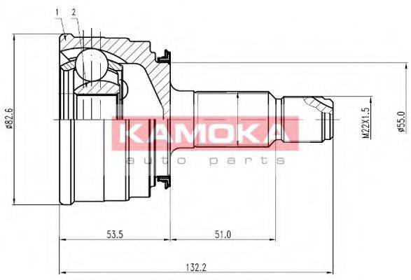 KAMOKA 6748 Шарнірний комплект, приводний вал