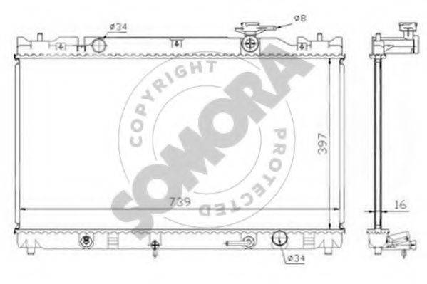 SOMORA 313340A Радіатор, охолодження двигуна