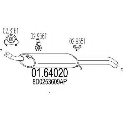 MTS 0164020 Глушник вихлопних газів кінцевий