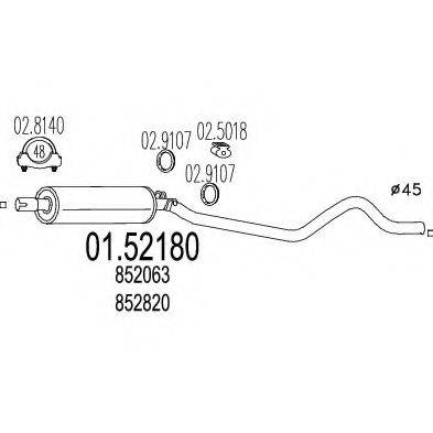 MTS 0152180 Середній глушник вихлопних газів