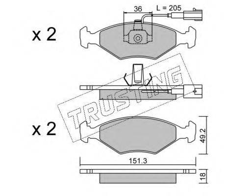 TRUSTING 2820 Комплект гальмівних колодок, дискове гальмо