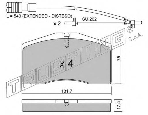 TRUSTING 9070W Комплект гальмівних колодок, дискове гальмо