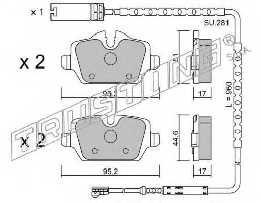 TRUSTING 6571W Комплект гальмівних колодок, дискове гальмо