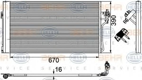 HELLA 8FC351024511 Конденсатор, кондиціонер